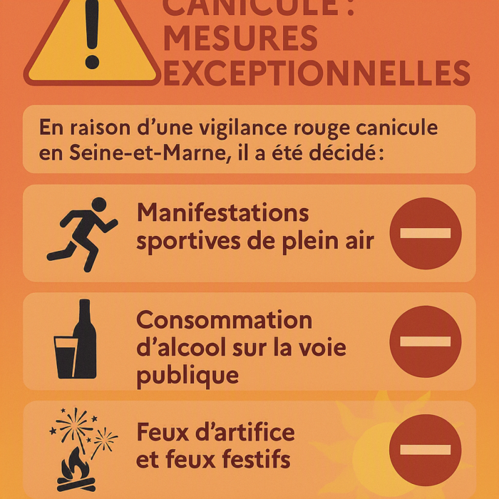 ⚠️ Canicule : mesures exceptionnelles prises par la Préfecture de Seine-et-Marne